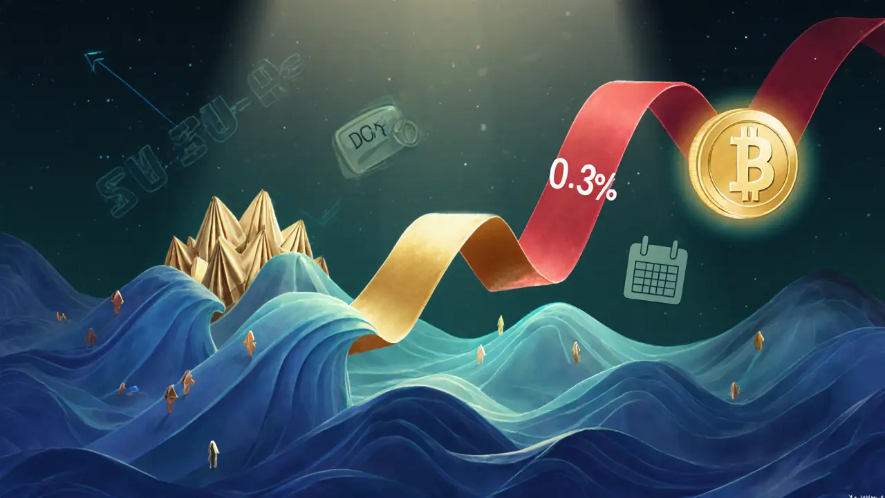 Origami paper waves illustrate concentrated liquidity and fee split in SushiSwap V3.