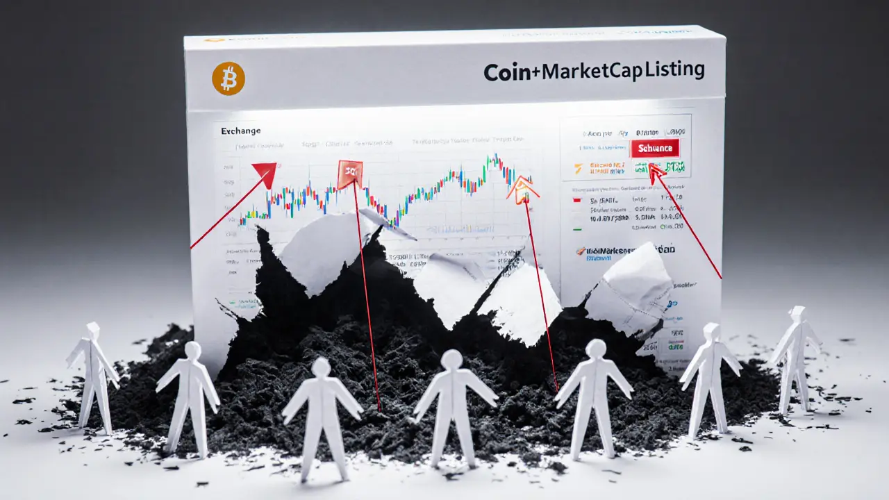 Elegant paper exchange collapsing into ashes as users reach out from below.