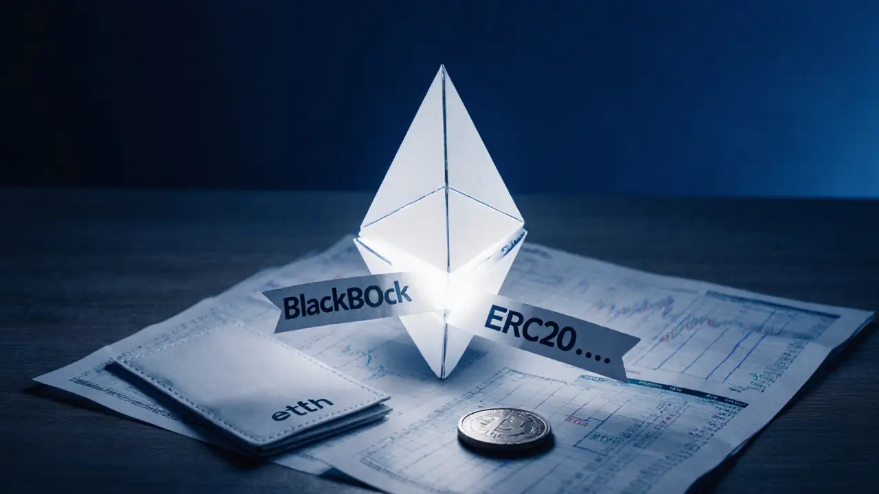 Paper Ethereum node lantern glowing with blockchain labels, resting on a wooden table
