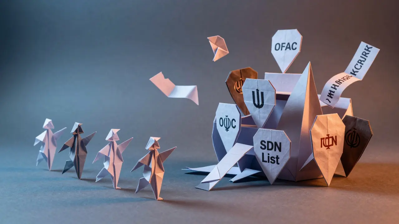 OFAC blocks advancing against Iranian crypto origami shields in a digital arms race.