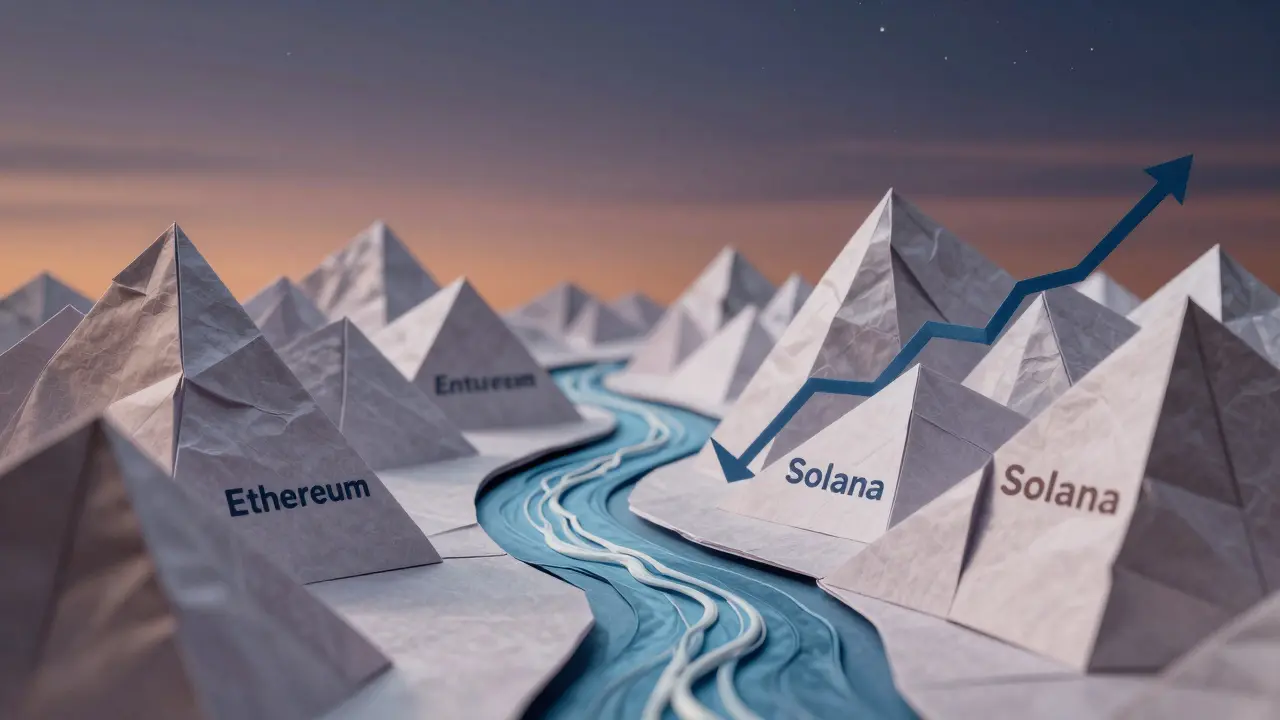 Paper mountain chains with TVL rivers flowing between them in varying thicknesses.