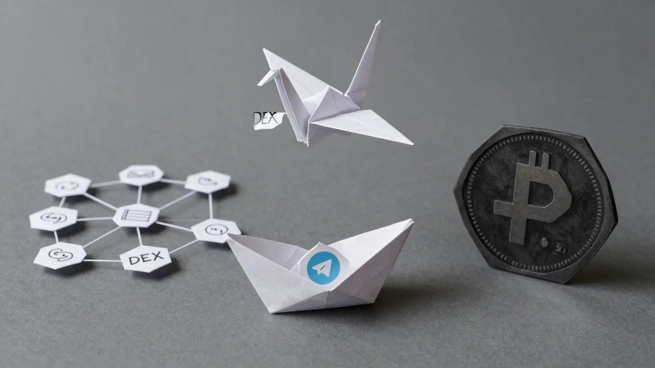 Three origami methods Iranians use to access crypto: DEX crane, P2P boat, and privacy coin.