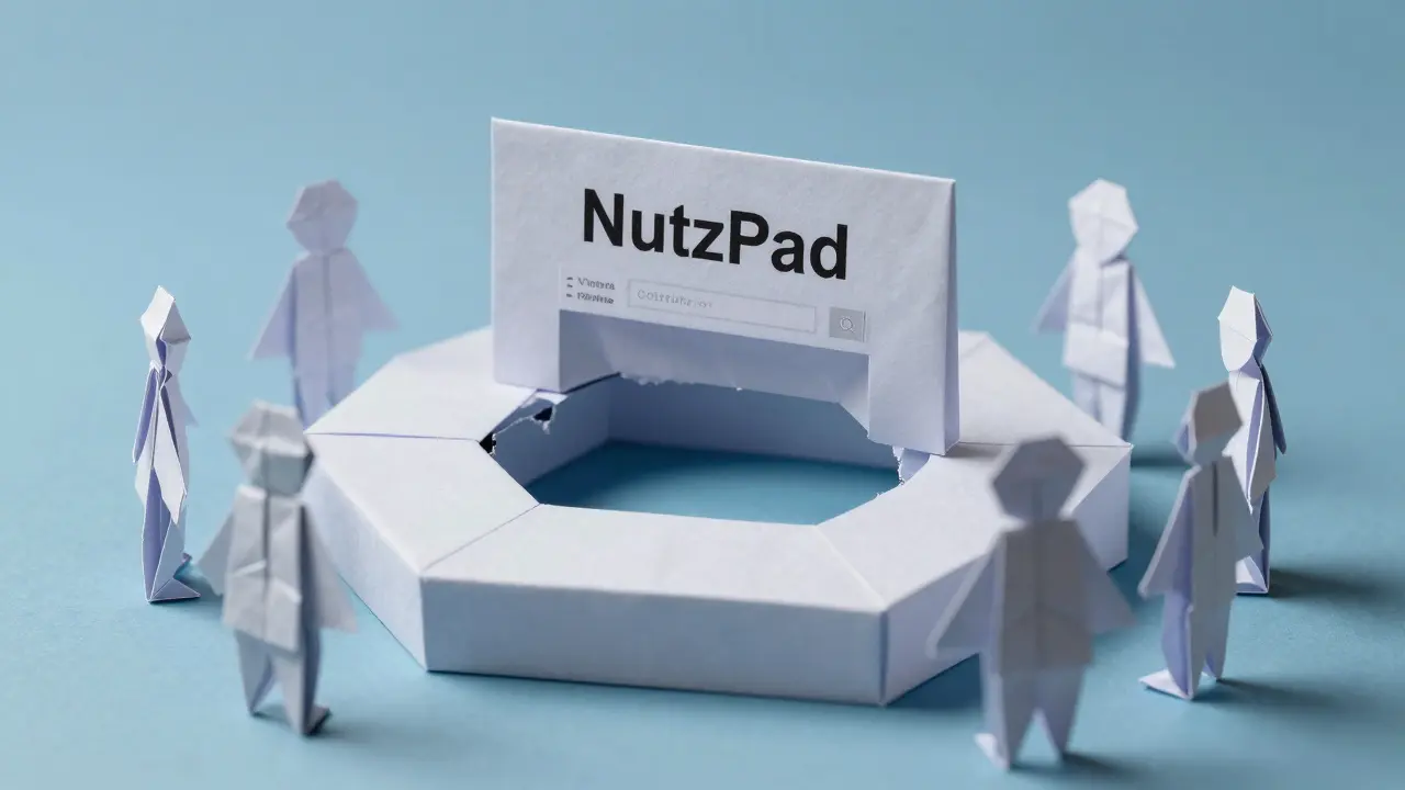 An empty origami NutzPad platform with users holding empty hands under cold light.