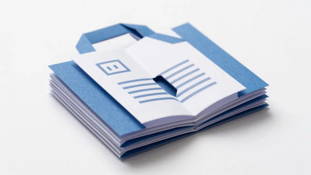 Folded paper lock symbolizing financial licensing security