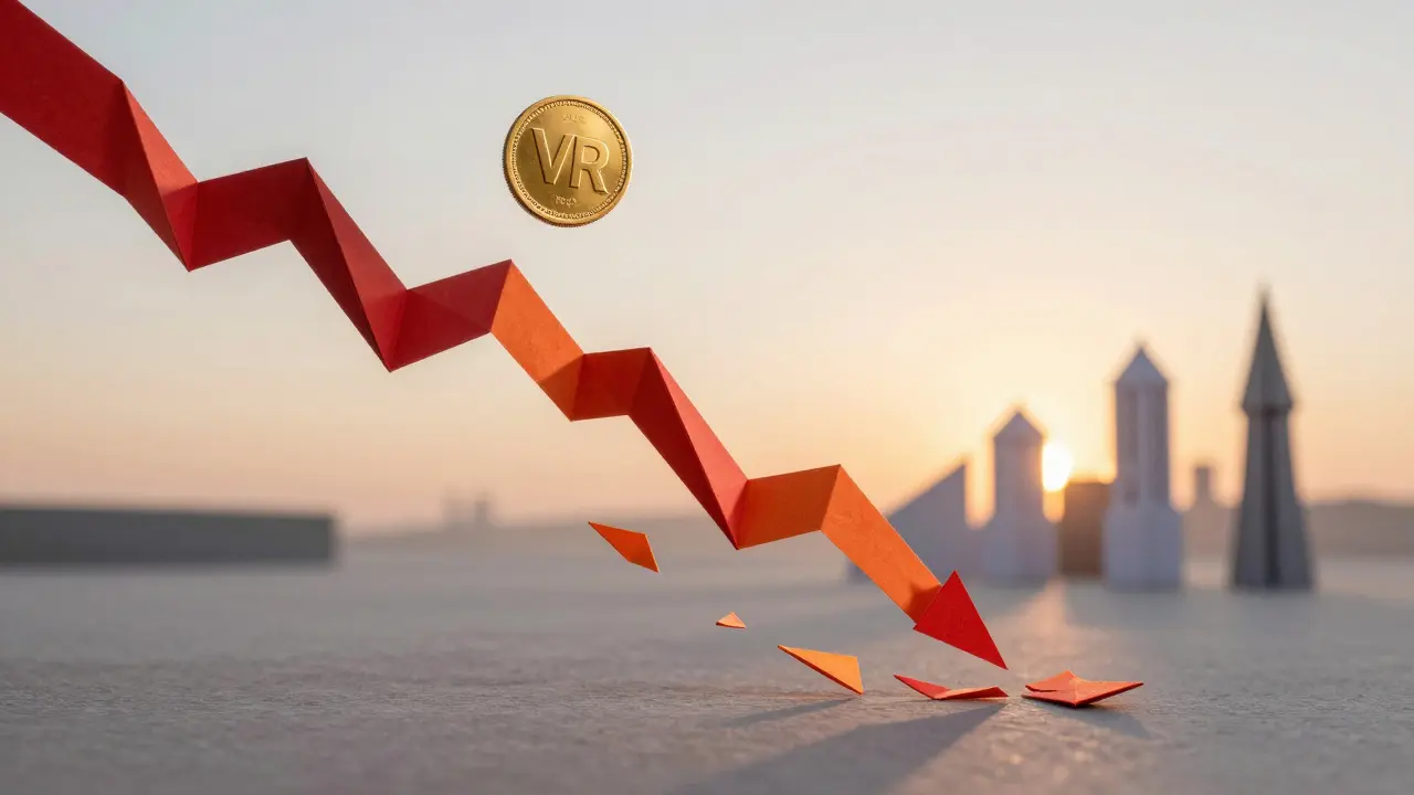 Origami chart showing steep decline of VR token price