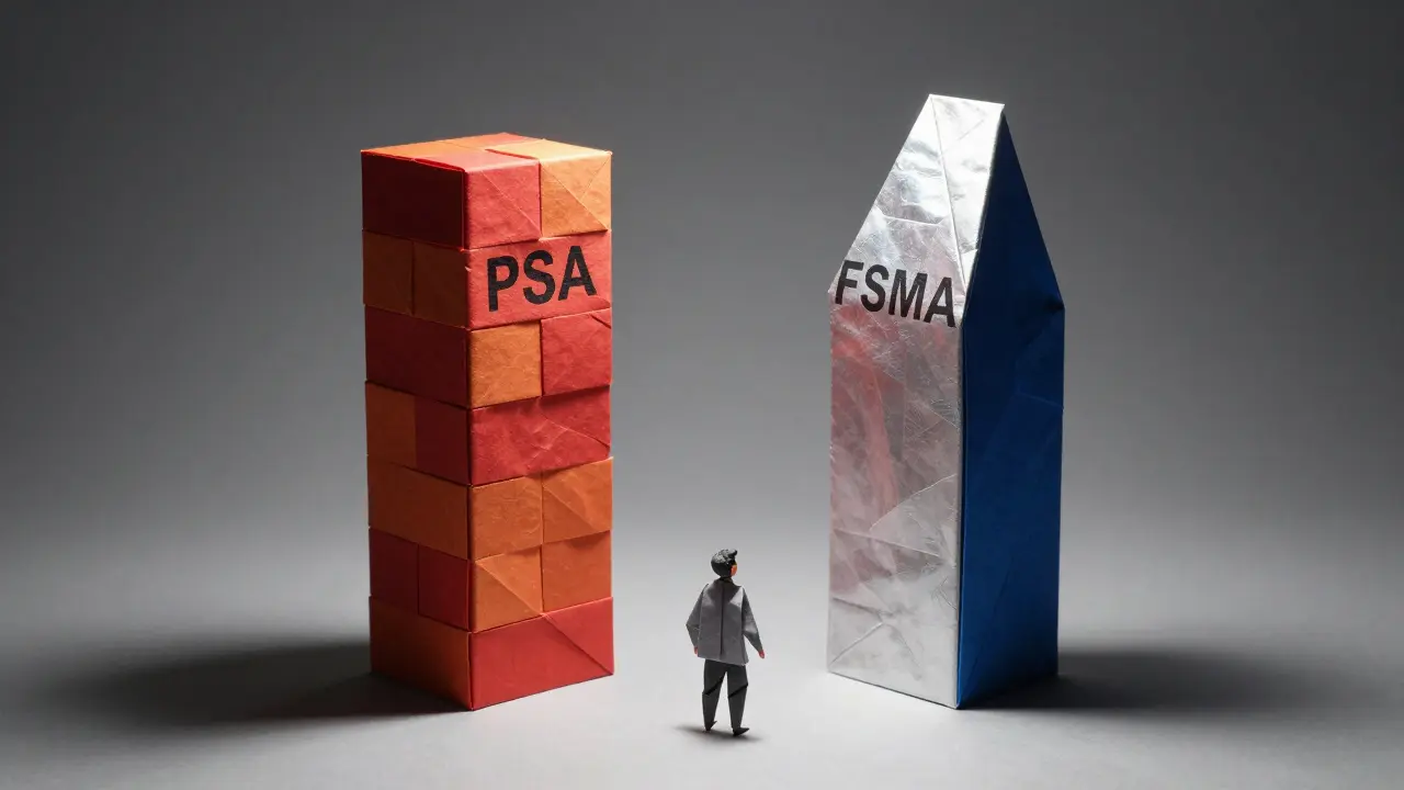 Origami pillars representing PSA and FSMA laws
