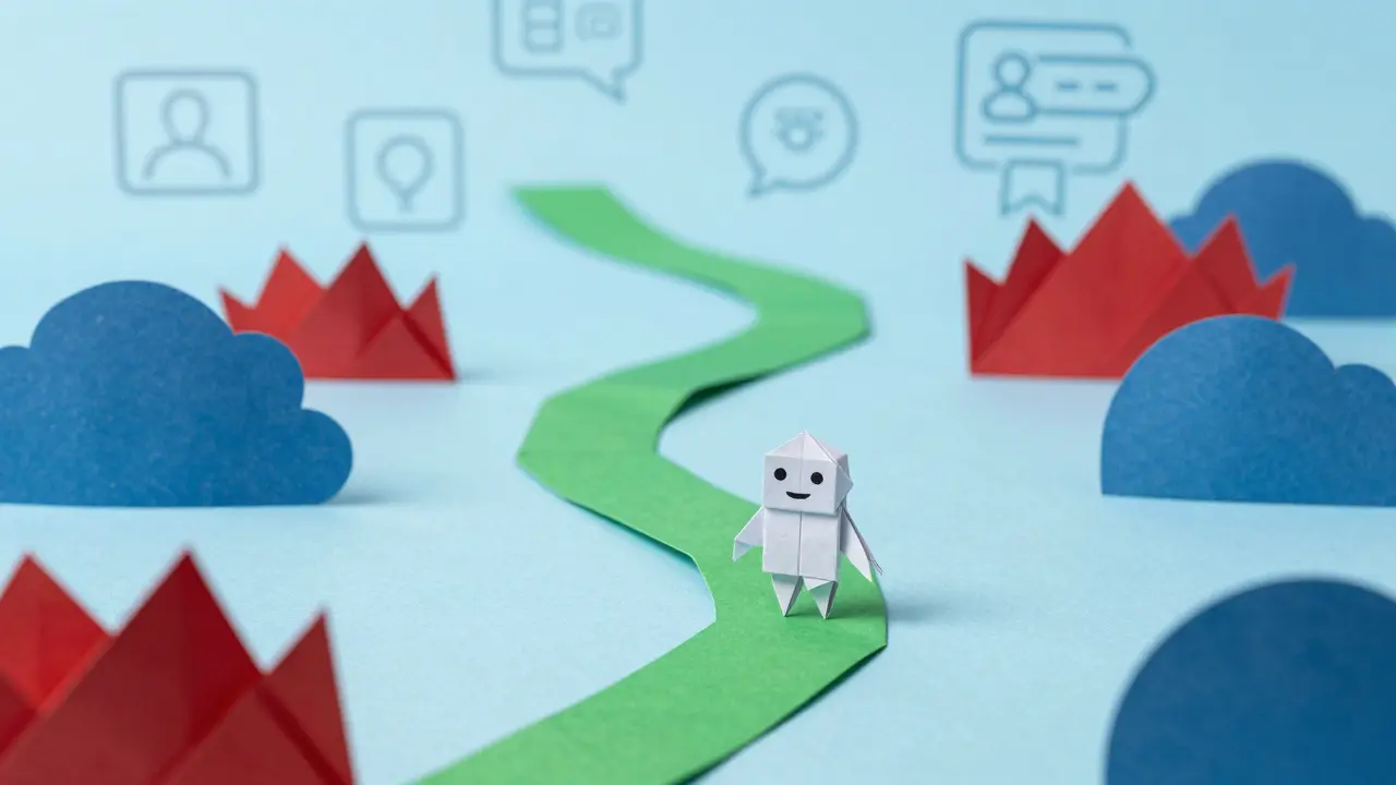 Origami robot guiding user along safe crypto path