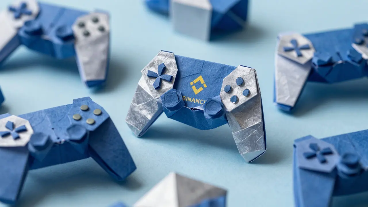 Abstract origami blocks symbolizing blockchain networks and gaming infrastructure