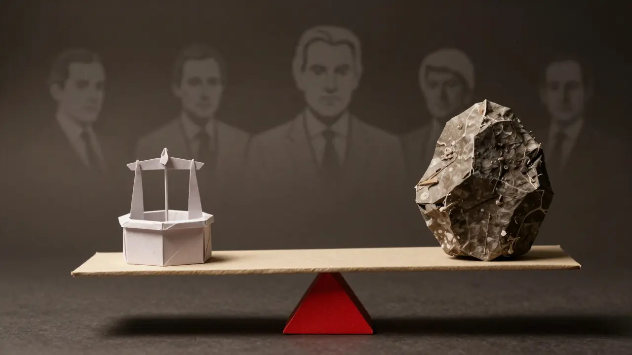 Origami scale balancing charity well vs risk