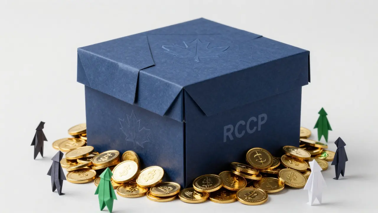 Origami vault containing seized gold assets with maple leaf