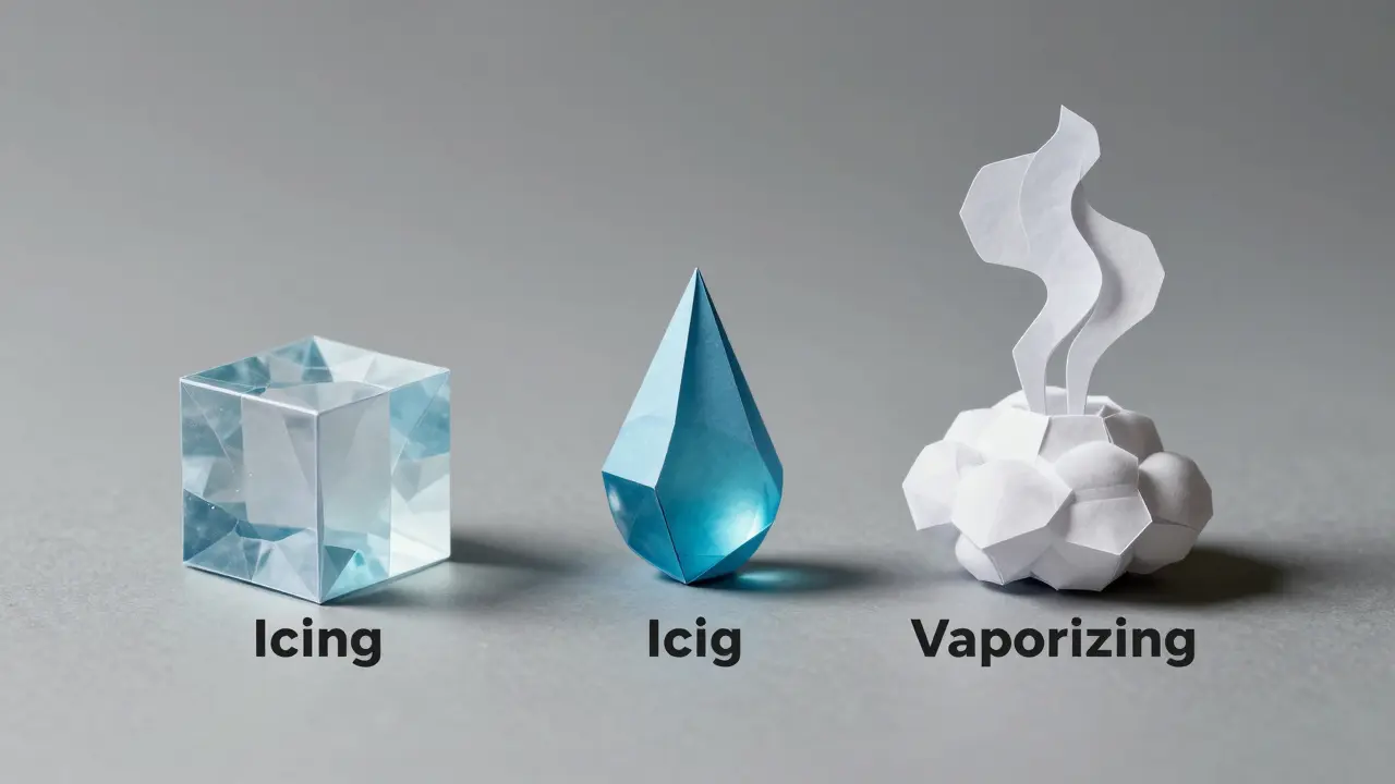 Paper art of ice, liquid, and vapor states