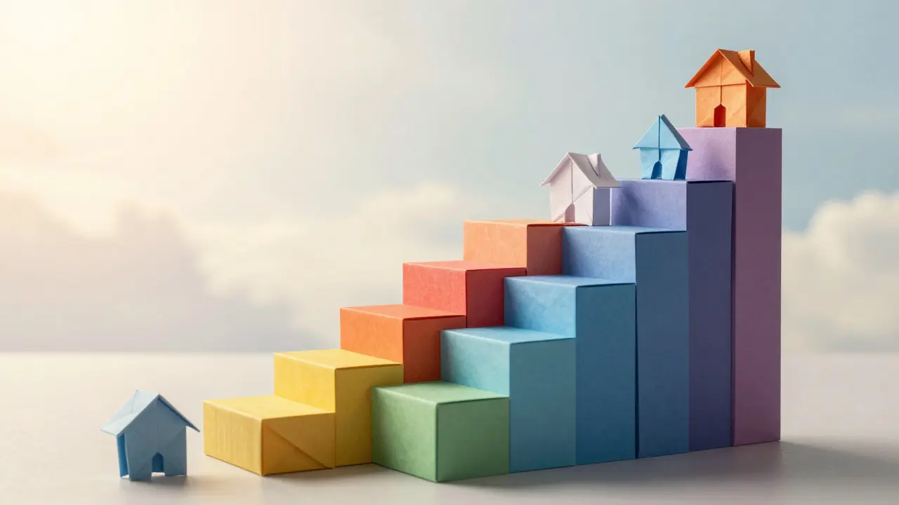 Ascending colorful paper stairs representing growth in the tokenized asset market.