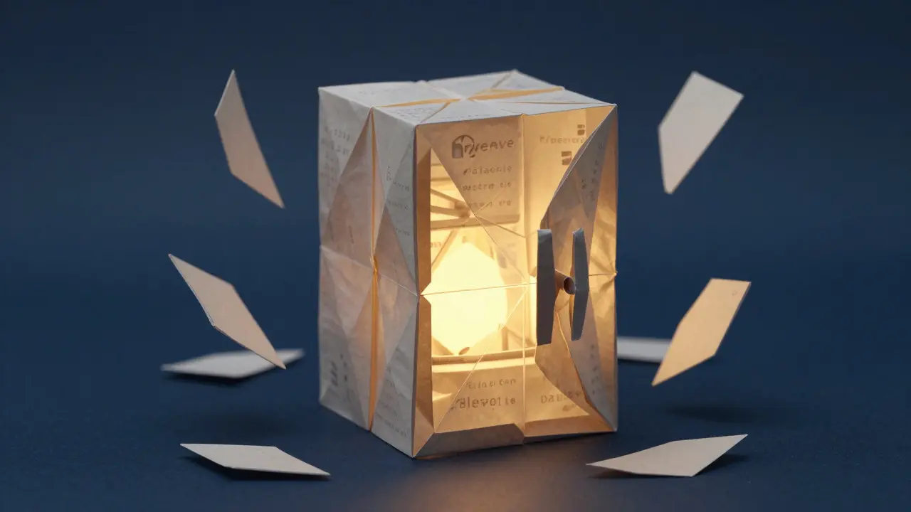Glowing origami vault illustrating permanent digital asset preservation