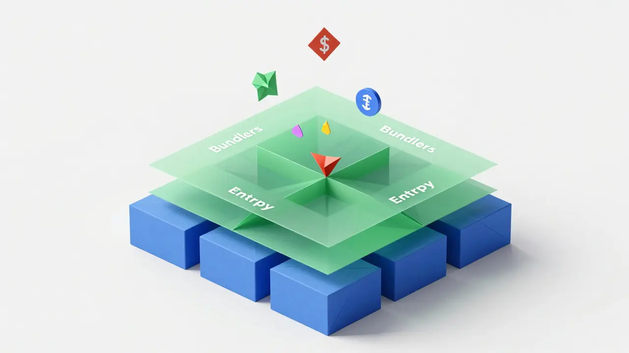 Layered origami structure showing bundlers and paymasters