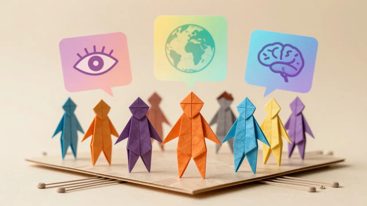 Origami figures with holographic tech projections