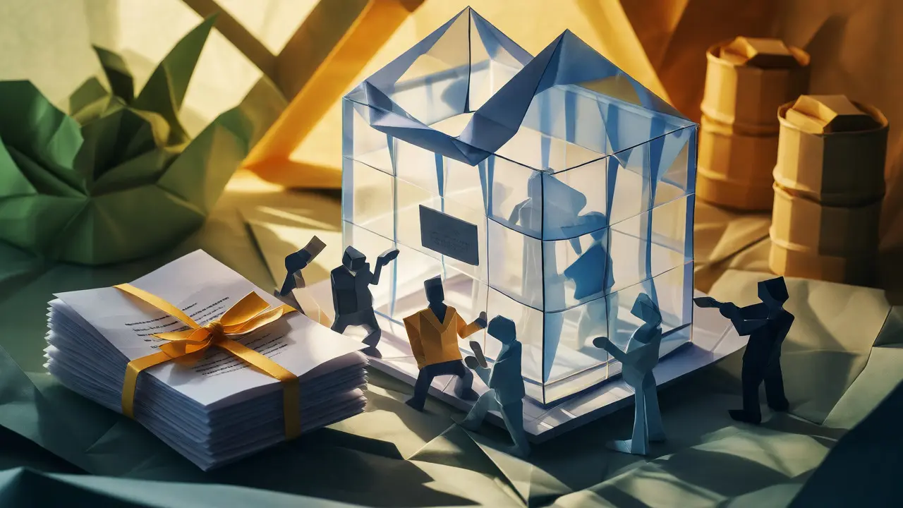 Origami scene of compliant fintech buildings and tax documentation in Nigeria.